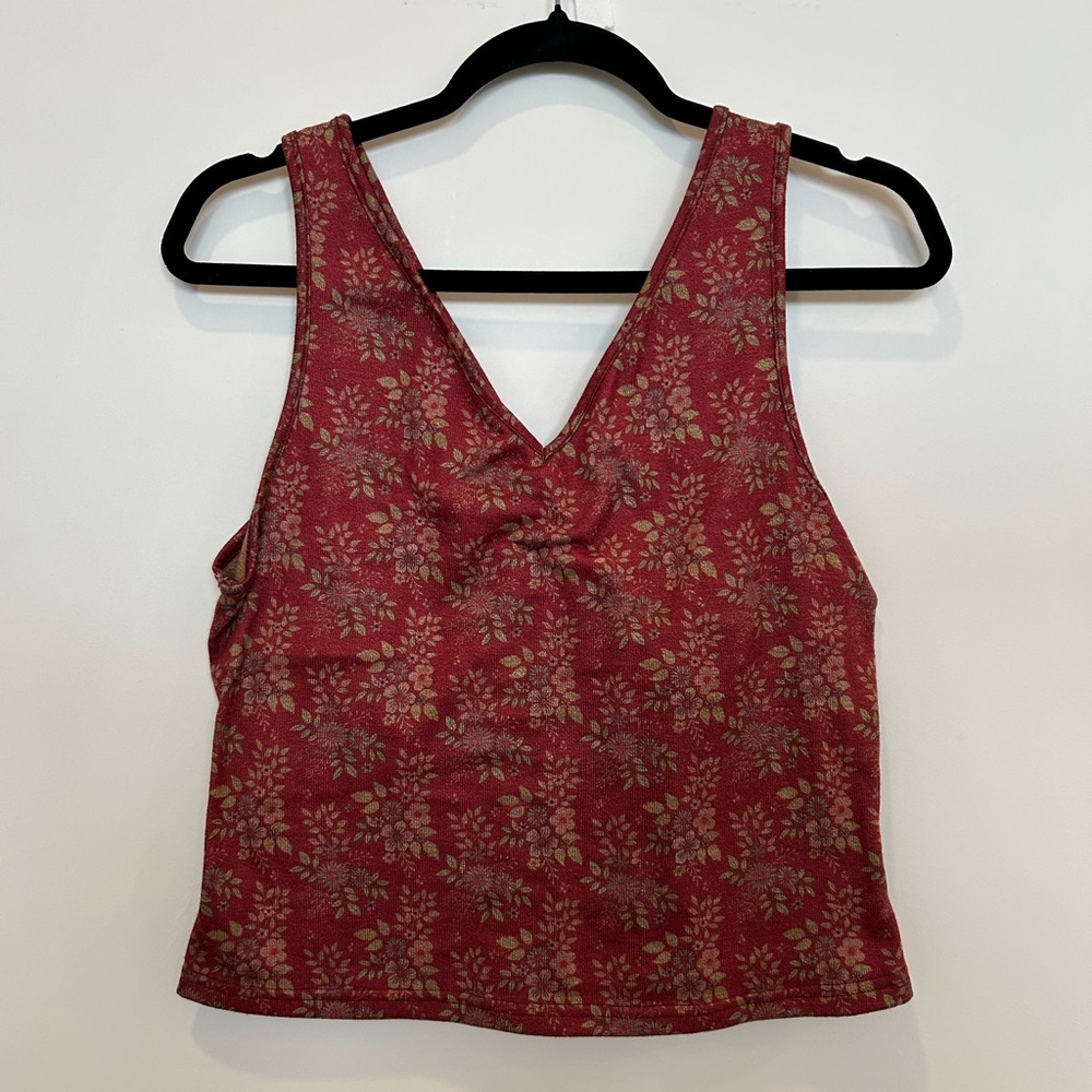 Floral Red Sleeveless Top